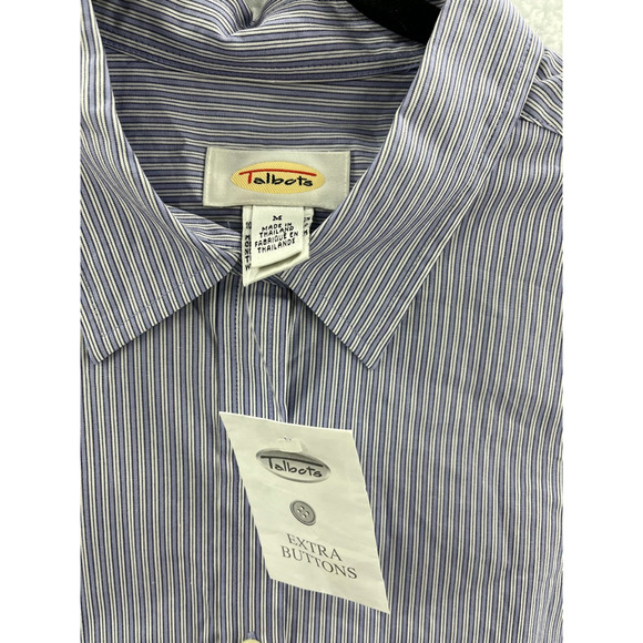 Talbots Mens Button Front Shirt Blue White Striped Long Sleeve Cotton M New - Picture 7 of 7